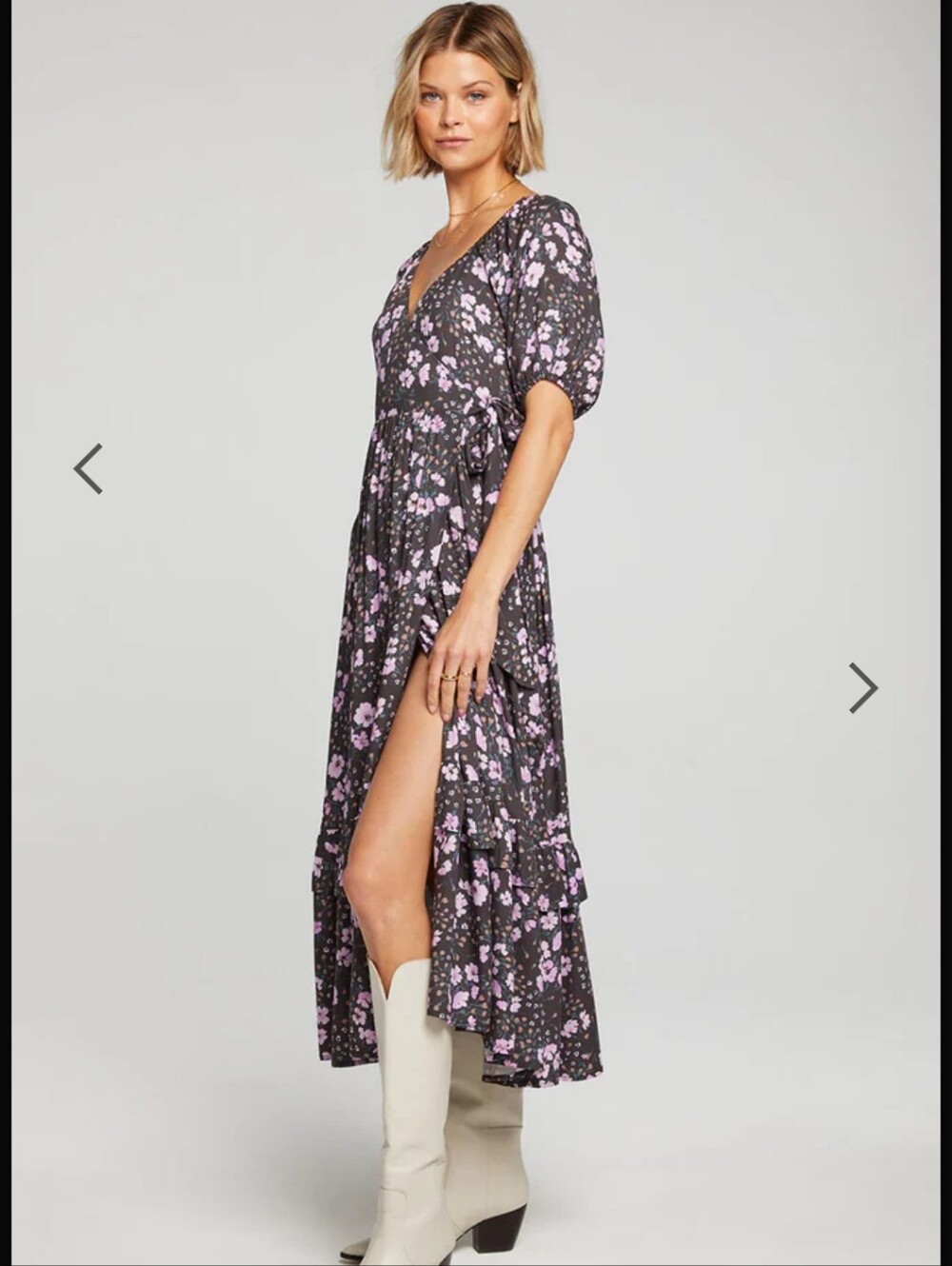 Saltwater LUXE Poppie Midi Dress M Dark Ivy Floral Cottage Boho Smocked Puff New